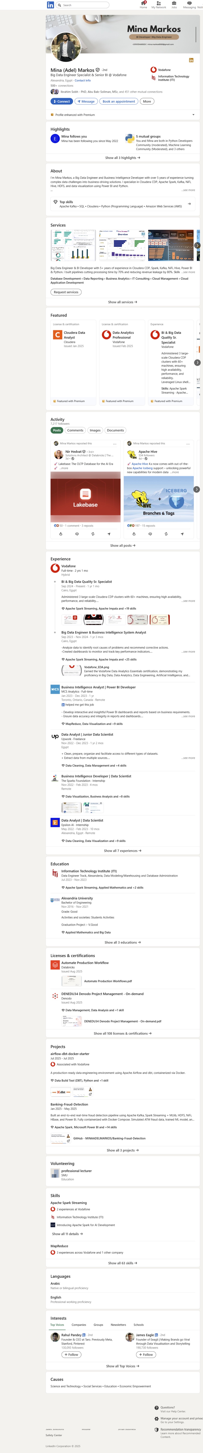 LinkedIn profile of Mina Markos, Epsilon AI Academy graduate