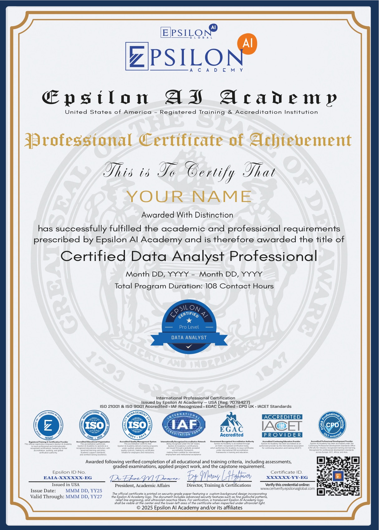 Epsilon AI Academy Professional Certificate of Achievement