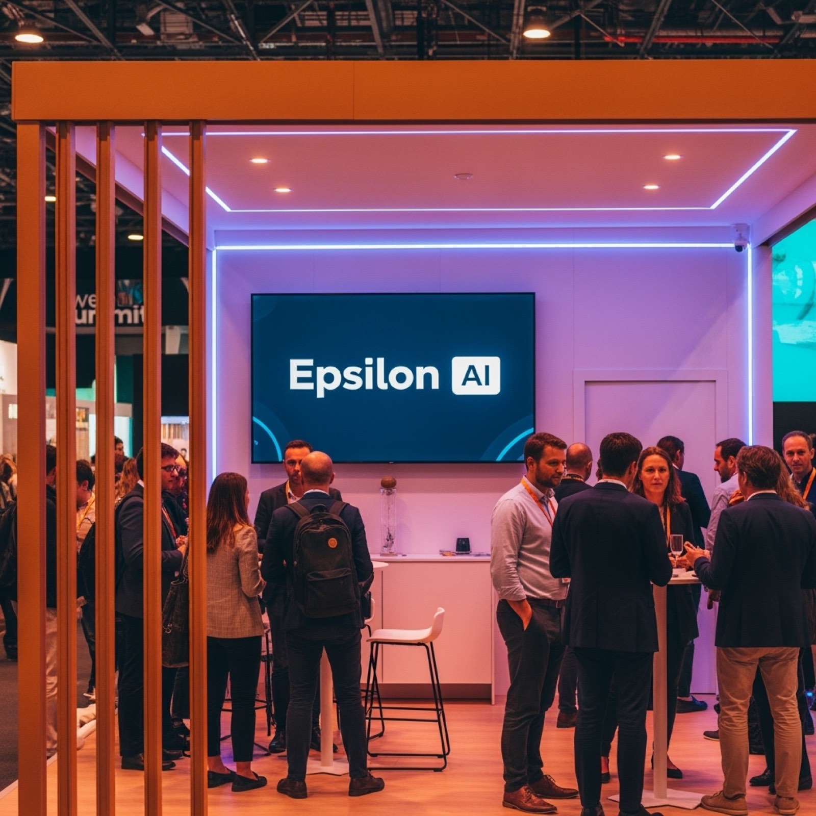Epsilon AI branded booth with attendees at Web Summit Lisbon 2024